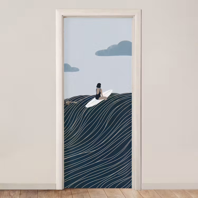Persoon - Surfen - Oceaan - Natuur - Modern deurposter klein -3d_beige