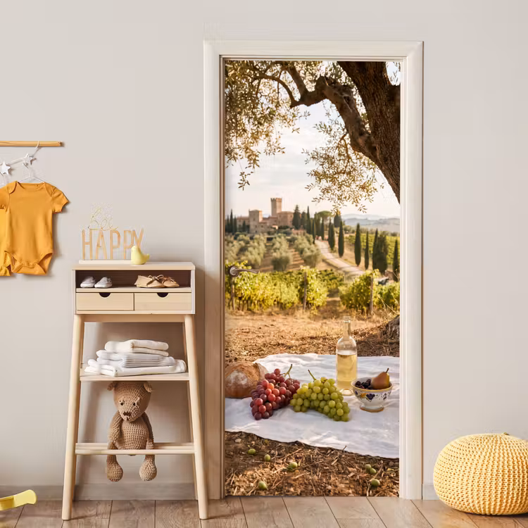 Picknick - Wijngaard - Landschap - Zomer - Eten deurposter klein -sfeer4