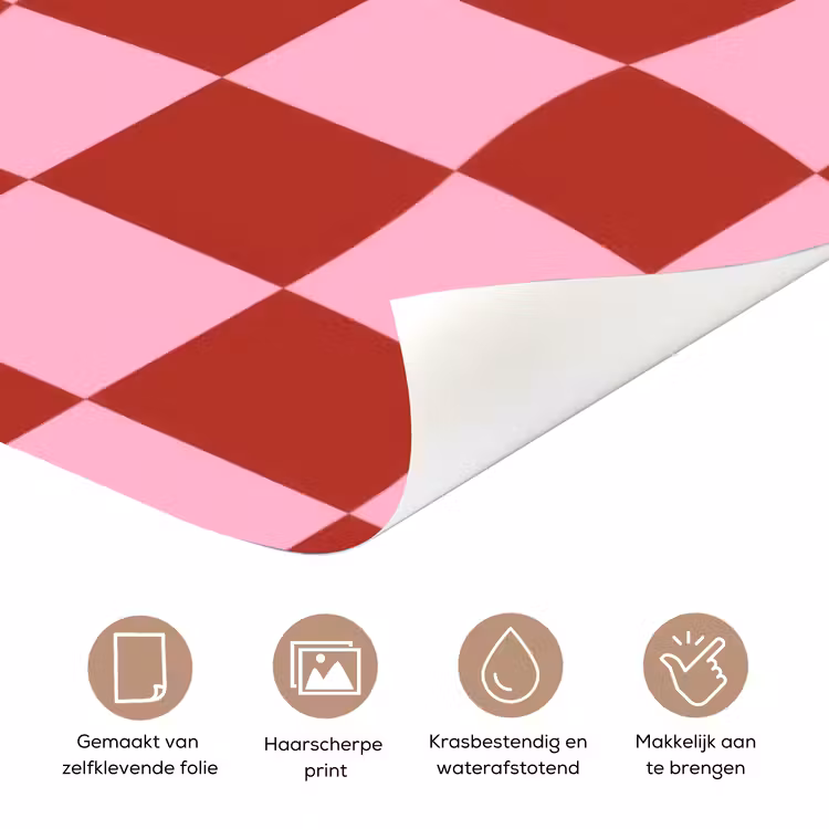 Pinky up - Geblokt - Bordeauxrood deurposter klein -closeup_NL