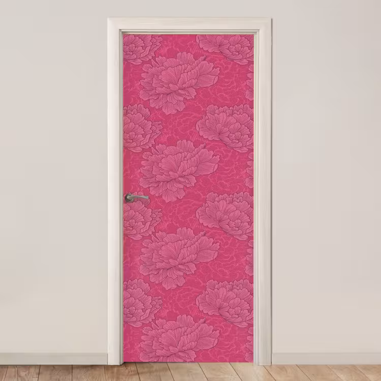 Pioenrozen - Energiek - Roze deurposter klein 289 -3d_beige