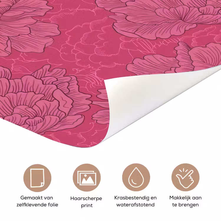 Pioenrozen - Energiek - Roze deurposter klein 289 -closeup_NL