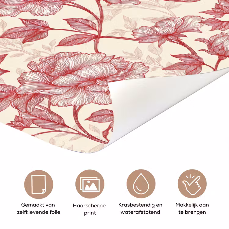 Pioenrozen - Modern -  Rood deurposter klein 289 -closeup_NL