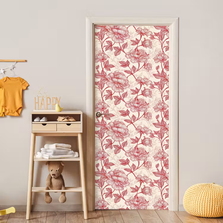 Pioenrozen - Modern -  Rood deurposter klein 289 -sfeer4