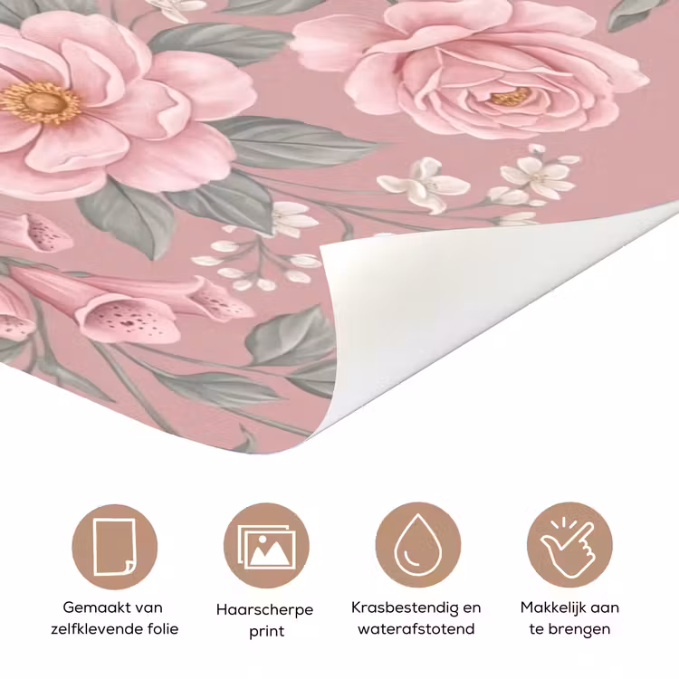 Pioenrozen - Vingerhoedskruid - Pink deurposter klein -closeup_NL