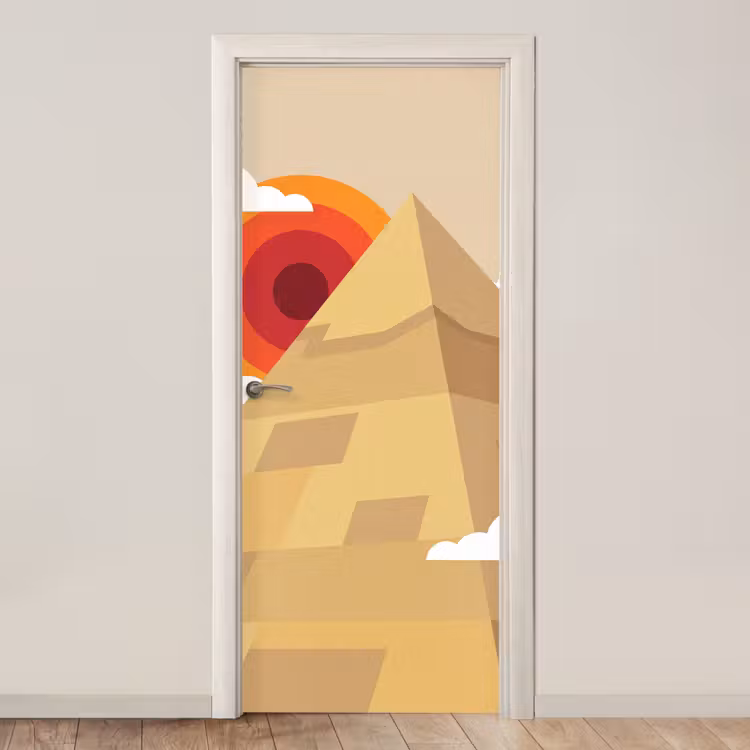 Piramide - Zon - Woestijn - Modern - Oranje deurposter klein -3d_beige
