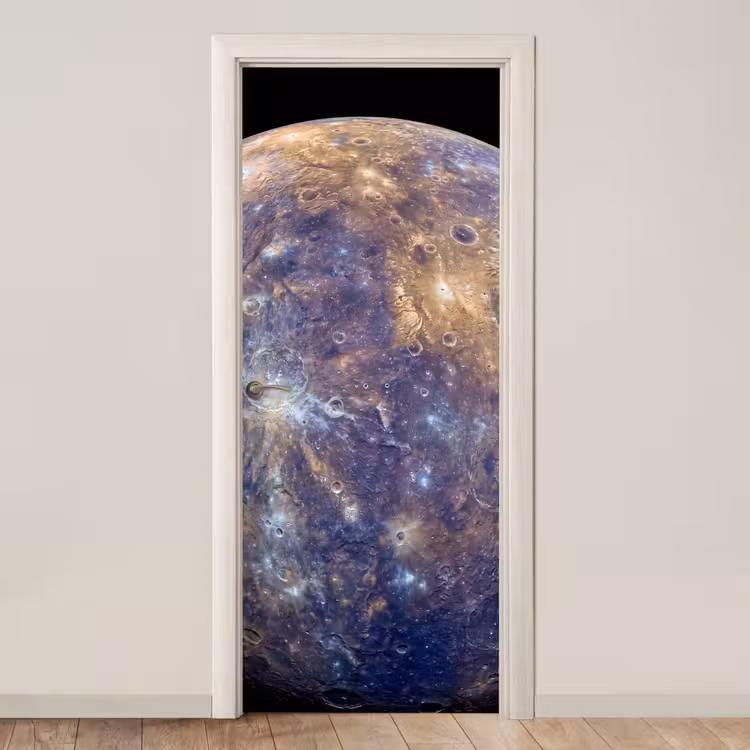 Deursticker - Planeet - Kraters - Ruimte - Planeet - Kraters - Ruimte deurposter klein