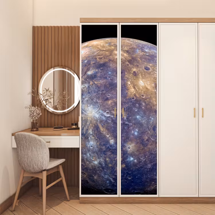Deursticker - Planeet - Kraters - Ruimte - Planeet - Kraters - Ruimte deurposter klein