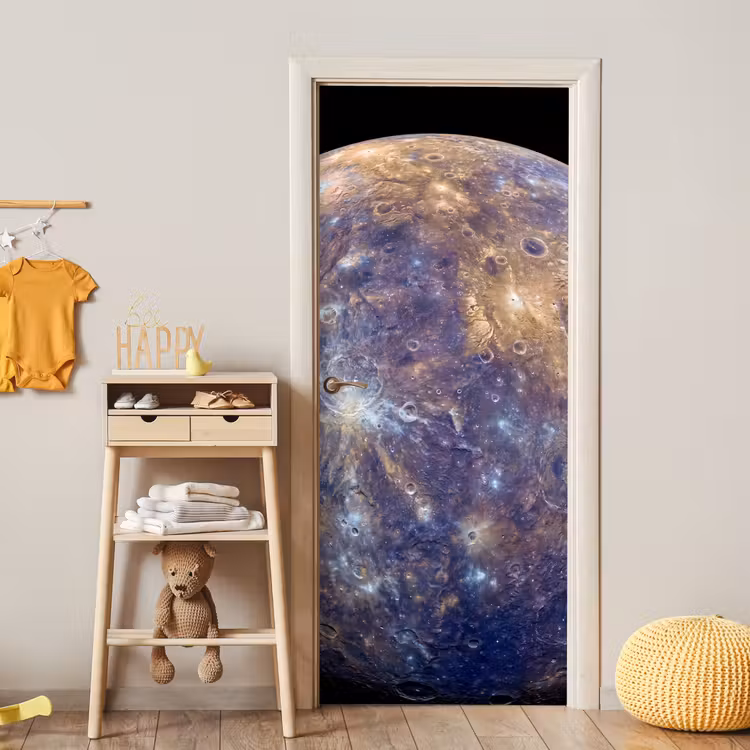Deursticker - Planeet - Kraters - Ruimte - Planeet - Kraters - Ruimte deurposter klein