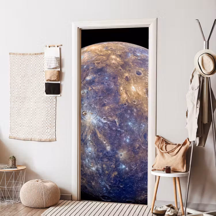 Deursticker - Planeet - Kraters - Ruimte - Planeet - Kraters - Ruimte deurposter klein