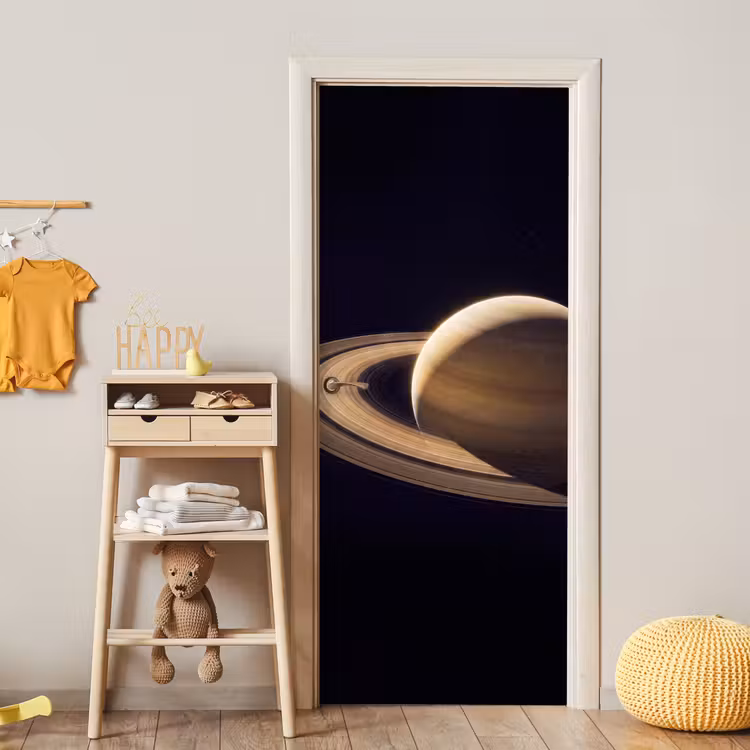Deursticker - Planeet - Ringen - Ruimte - Planeet - Ringen - Ruimte deurposter klein