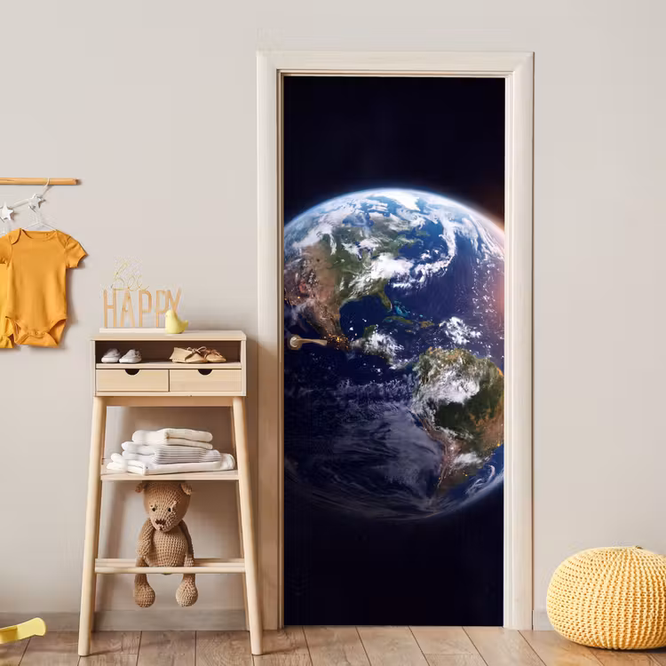 Deursticker - Planeet - Ruimte - Kosmos - Planeet - Ruimte - Kosmos deurposter klein