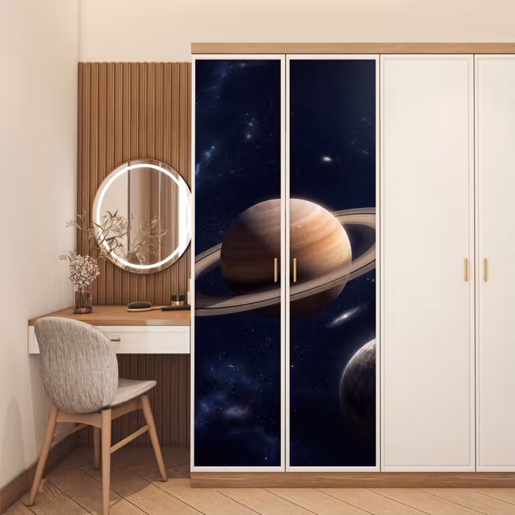 Planeten - Saturnus - Ruimte deurposter klein -sfeer3