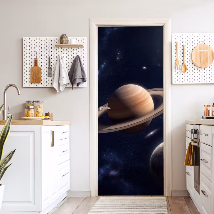 Planeten - Saturnus - Ruimte deurposter klein -sfeer5