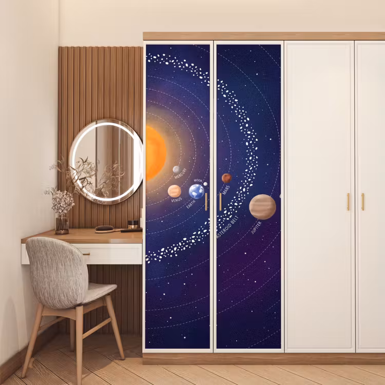 Planetenstelsel - Ruimte - Illustratie deurposter klein -sfeer3