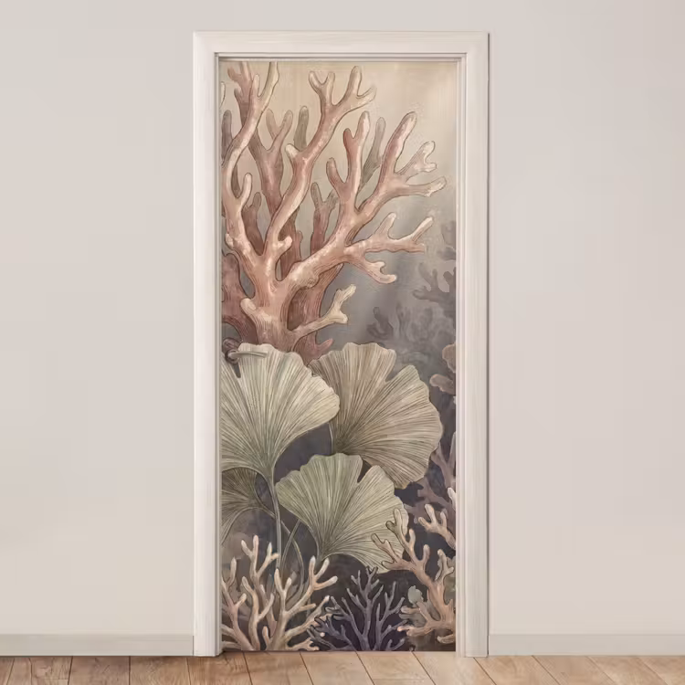 Plant - Bladeren - Zee - Illustratie - Groen deurposter klein -3d_beige