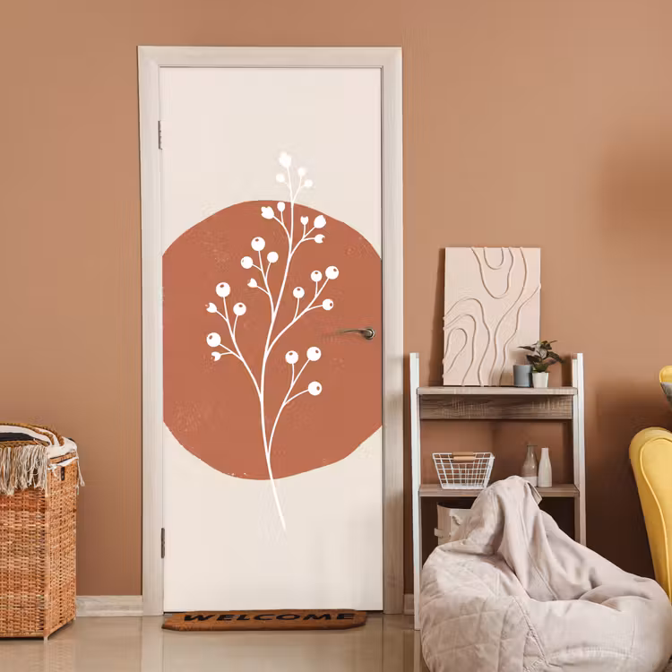 Plant - Tak - Abstract - Modern - Wit deurposter klein -sfeer1