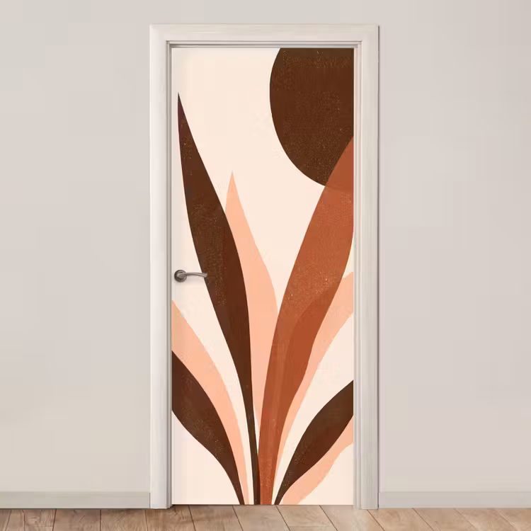 Planten - Abstract - Natuur - Bruin deurposter klein -3d_beige