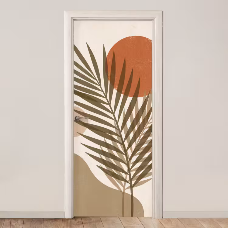 Planten - Bladeren - Abstract - Modern - Beige deurposter klein -3d_beige