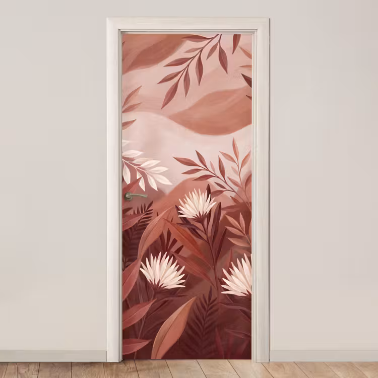 Planten - Bladeren - Botanisch - Modern - Bruin deurposter klein -3d_beige