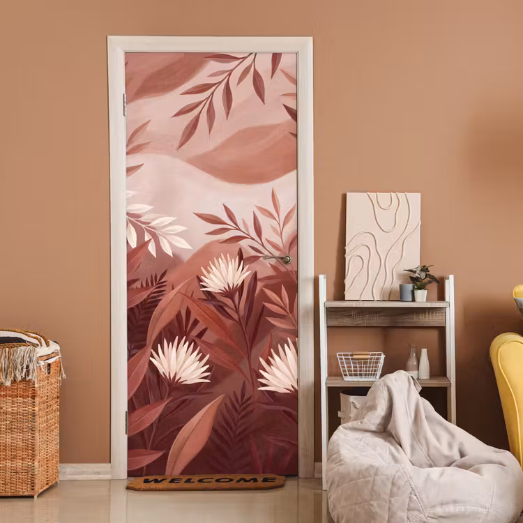 Planten - Bladeren - Botanisch - Modern - Bruin deurposter klein -sfeer1