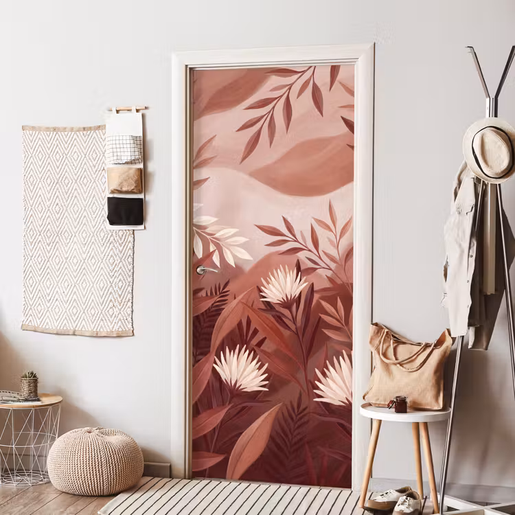 Planten - Bladeren - Botanisch - Modern - Bruin deurposter klein -sfeer6
