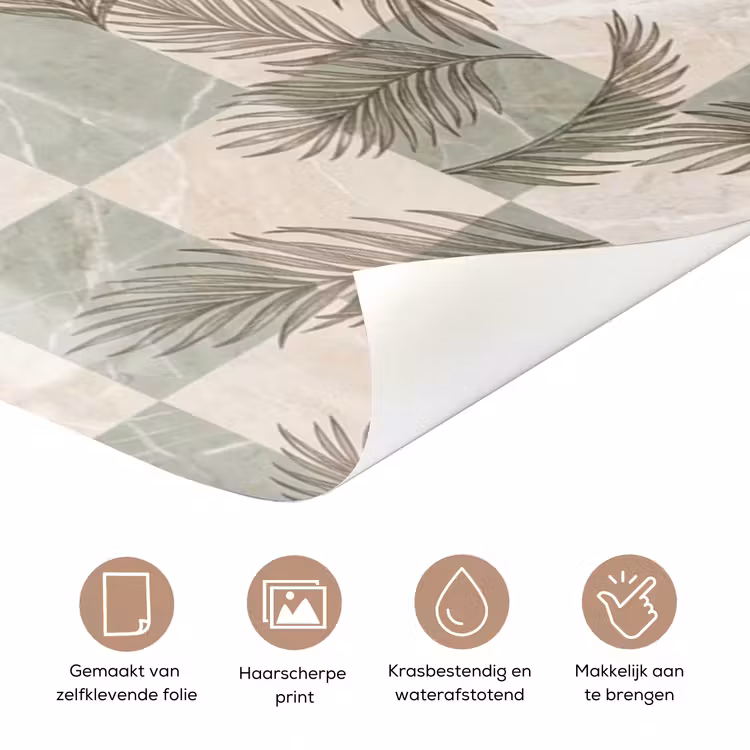 Planten - Bladeren - Marmer - Modern - Groen deurposter klein -closeup_NL