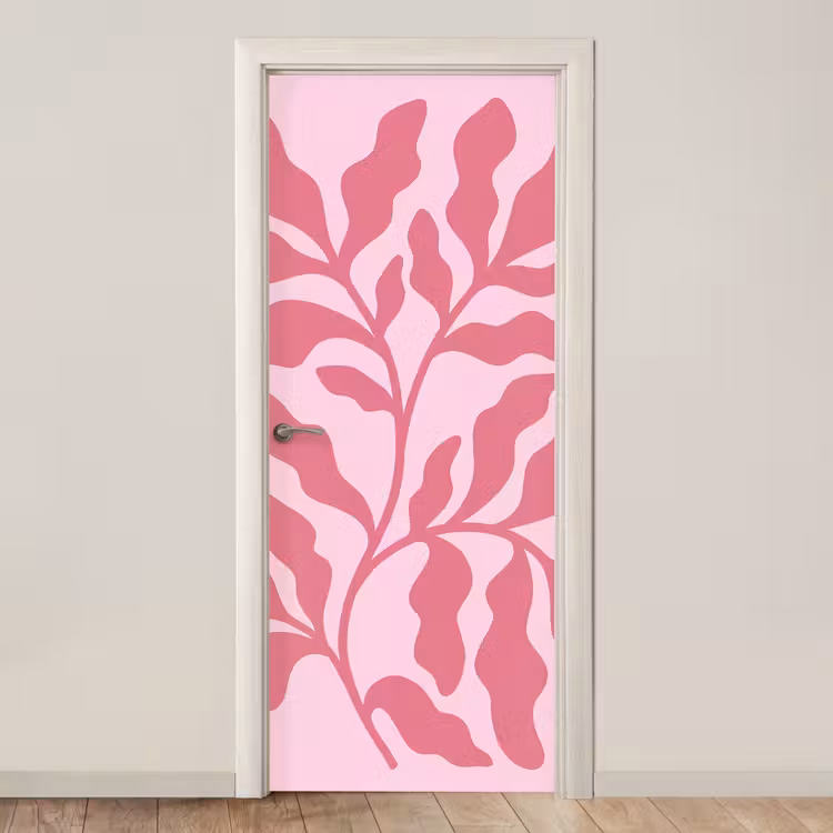 Planten - Organisch - Abstract - Modern - Roze deurposter klein -3d_beige