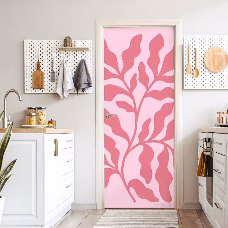 Planten - Organisch - Abstract - Modern - Roze deurposter klein -sfeer5