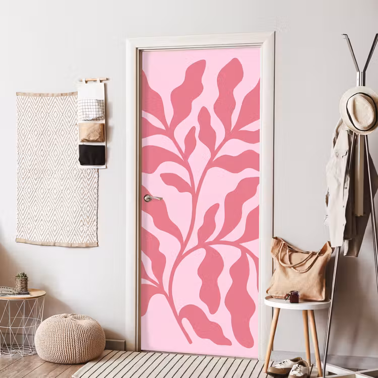 Planten - Organisch - Abstract - Modern - Roze deurposter klein -sfeer6
