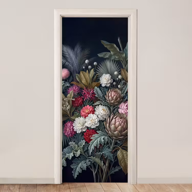 Planten - Tropisch - Botanisch - Donker - Groen deurposter klein -3d_beige