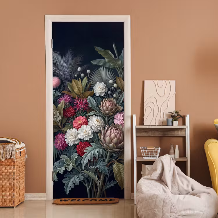 Planten - Tropisch - Botanisch - Donker - Groen deurposter klein -sfeer1