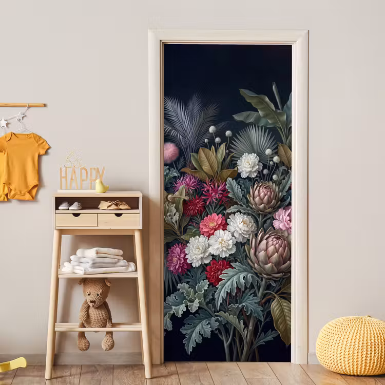 Planten - Tropisch - Botanisch - Donker - Groen deurposter klein -sfeer4