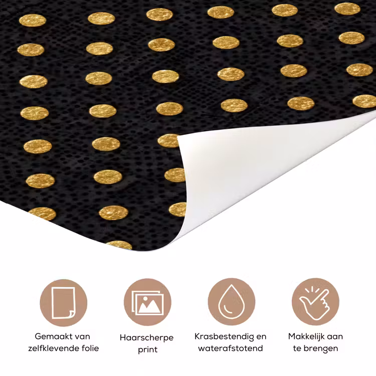 Polka Dot - Stippen - Goud - Zwart deurposter klein 289 -closeup_NL