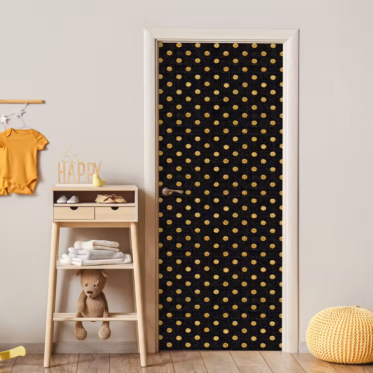 Polka Dot - Stippen - Goud - Zwart deurposter klein 289 -sfeer4