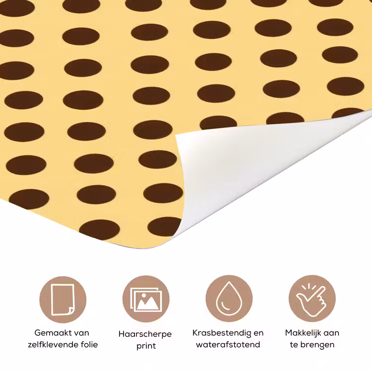 Polka Dot - Stippen - Retro - Geel - Bruin deurposter klein 289 -closeup_NL