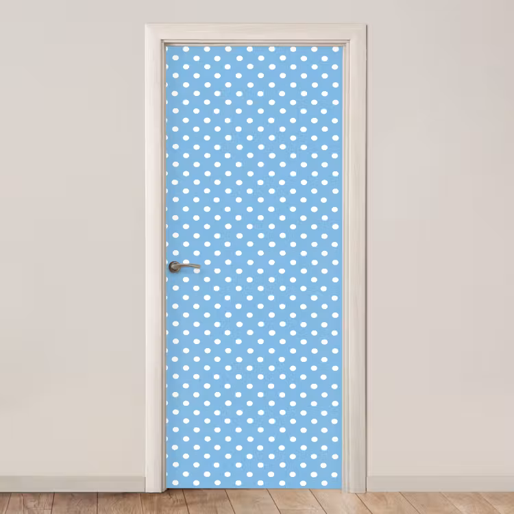 Polka - Dots - Blauw deurposter klein 289 -3d_beige