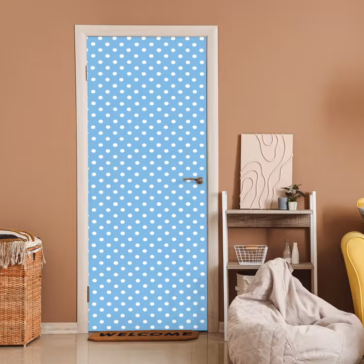 Polka - Dots - Blauw deurposter klein 289 -sfeer1