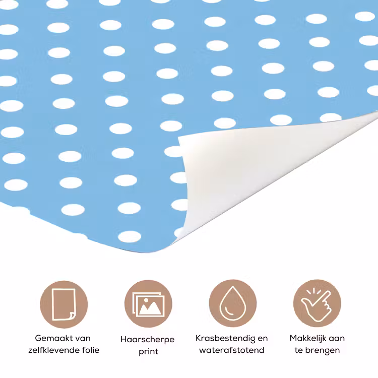 Polka - Dots - Blauw deurposter klein 289 -closeup_NL