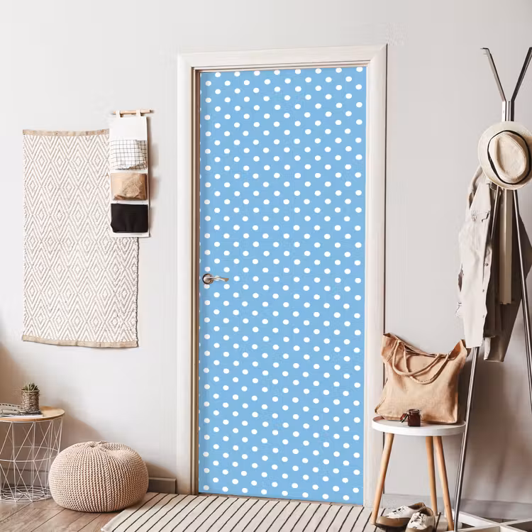 Polka - Dots - Blauw deurposter klein 289 -sfeer6