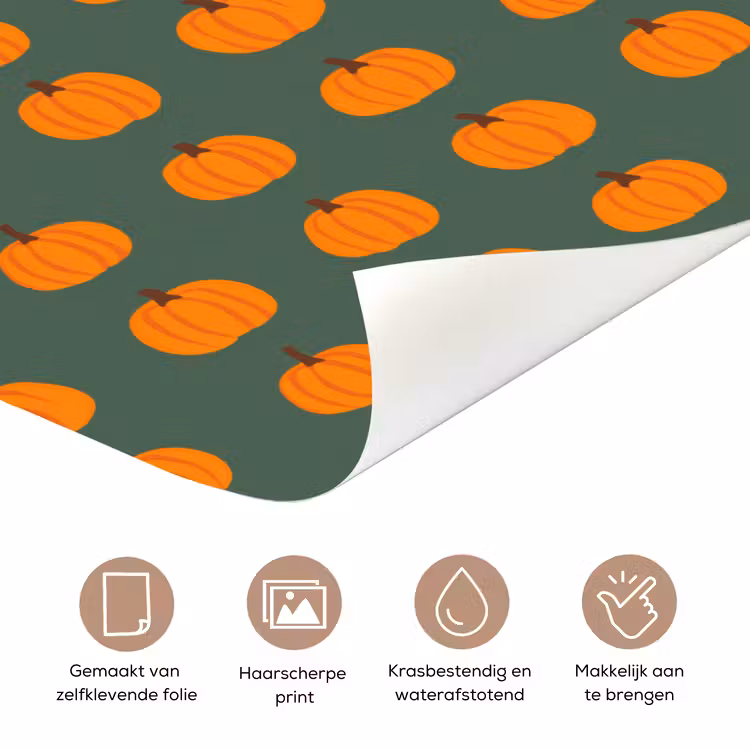 Pompoen - Patroon - Oranje deurposter klein 289 -closeup_NL