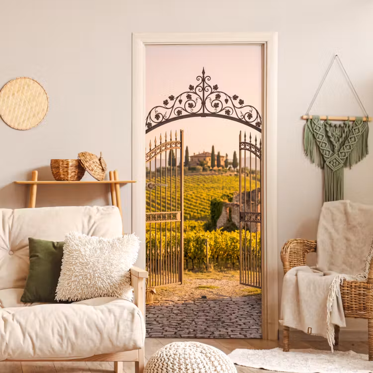 Poort - Landschap - Platteland - Zonlicht - Warm deurposter klein -sfeer2