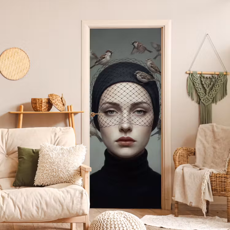 Portret - Vogels - Zwart deurposter klein -sfeer2