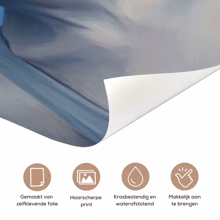 Portret - Zonnebril - Rook - Abstract - Blauw deurposter klein -closeup_NL