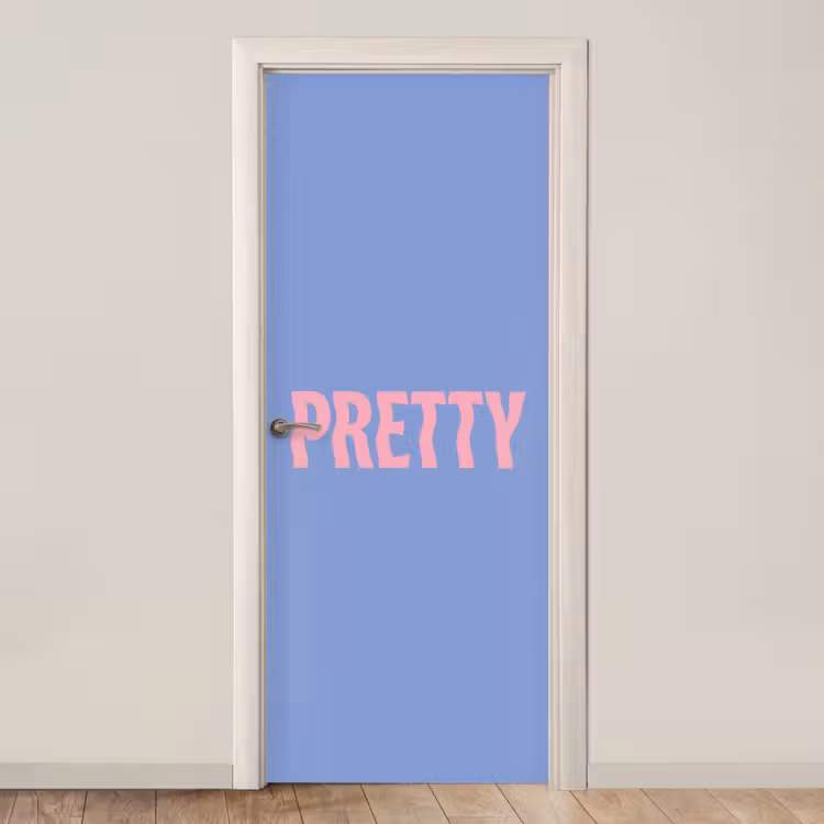 Pretty - Roze - Blauw - Golvend deurposter klein -3d_beige