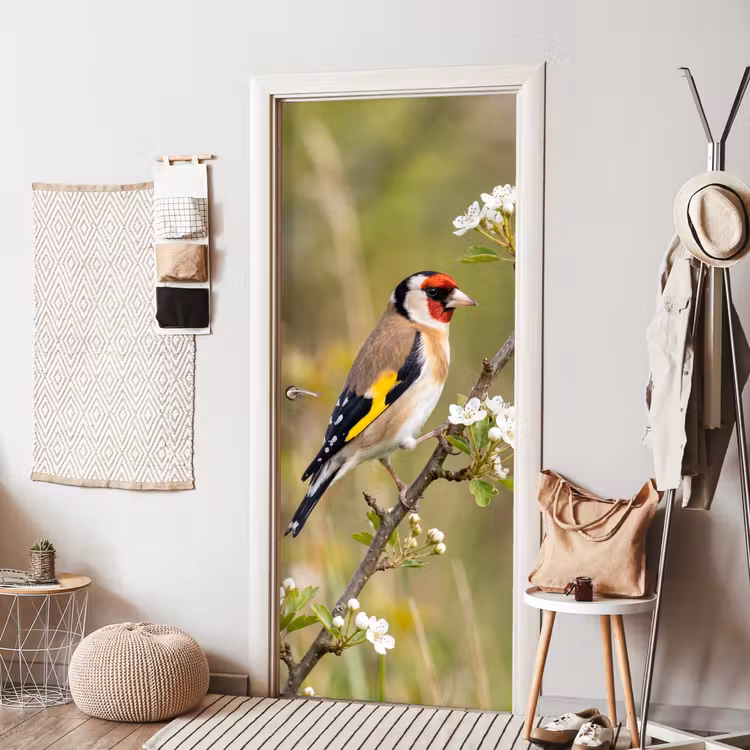 Putter - Bloesem - Lente - Natuur - Kleurrijk deurposter klein -sfeer6