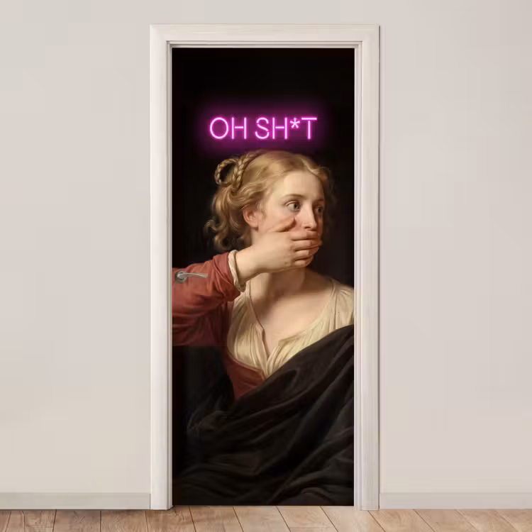 Quote - Neon - vrouw deurposter klein -3d_beige