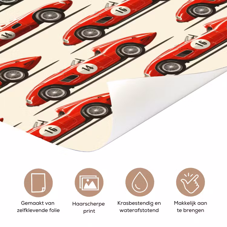 Raceauto - Retro - Rood deurposter klein 289 -closeup_NL