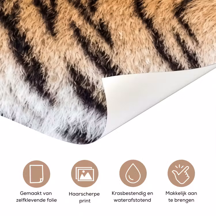 Realistisch - Tijgervacht - Zwart deurposter klein -closeup_NL