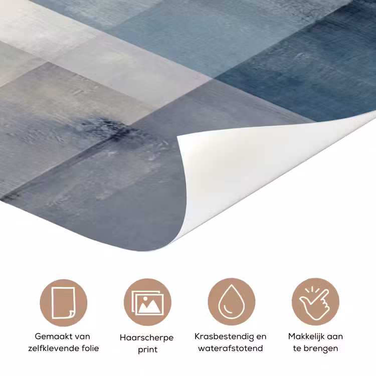 Rechthoeken - Abstract - Blauw deurposter klein -closeup_NL