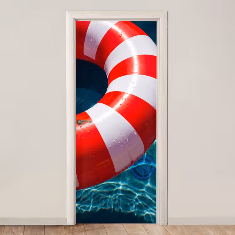 Recreatie - Water - Zomer - Rood - Wit deurposter klein -3d_beige